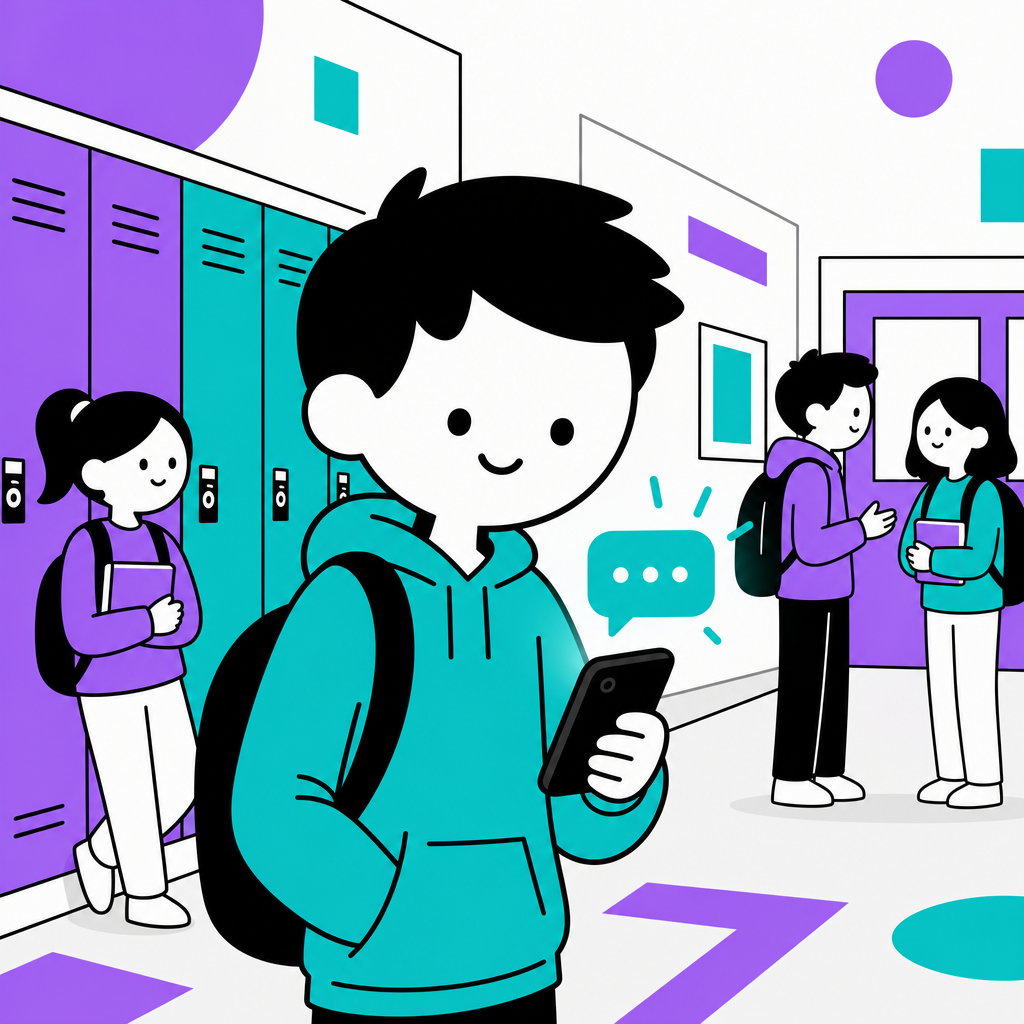 Student with phone