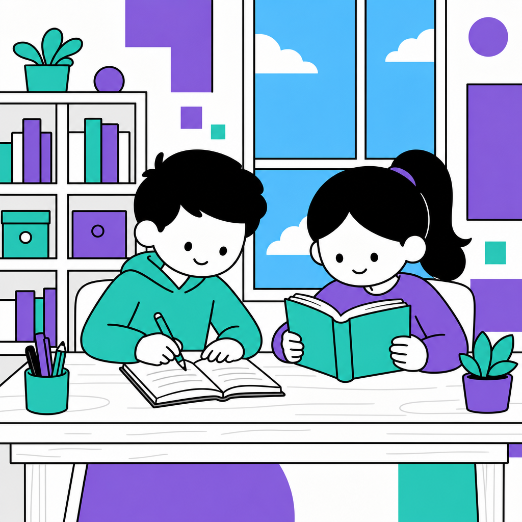 Students with books